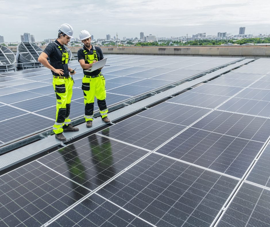 Elektriker in Berlin installieren Photovoltaikanlagen auf einem Dach – Solar-Job mit 4-Tage-Woche bei IMS Personal